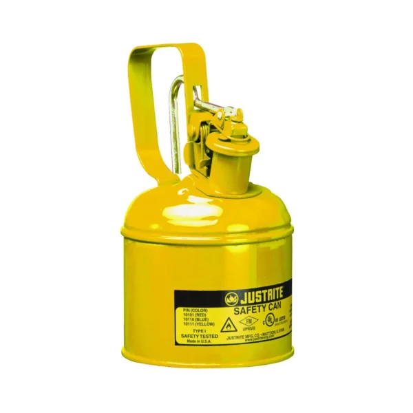 1-es típusú biztonsági kannák 1001 Justrite biztonsági kannák Sárga kioldókaros fogantyú 21cm x 21cm