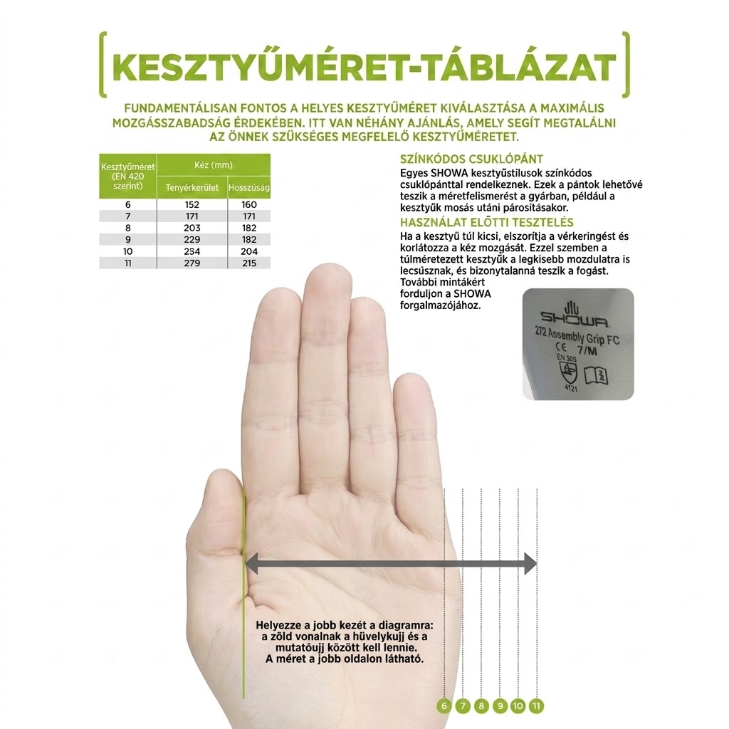 Showa kesztyűméretek